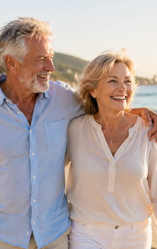 Happy patients with natural-looking dentures